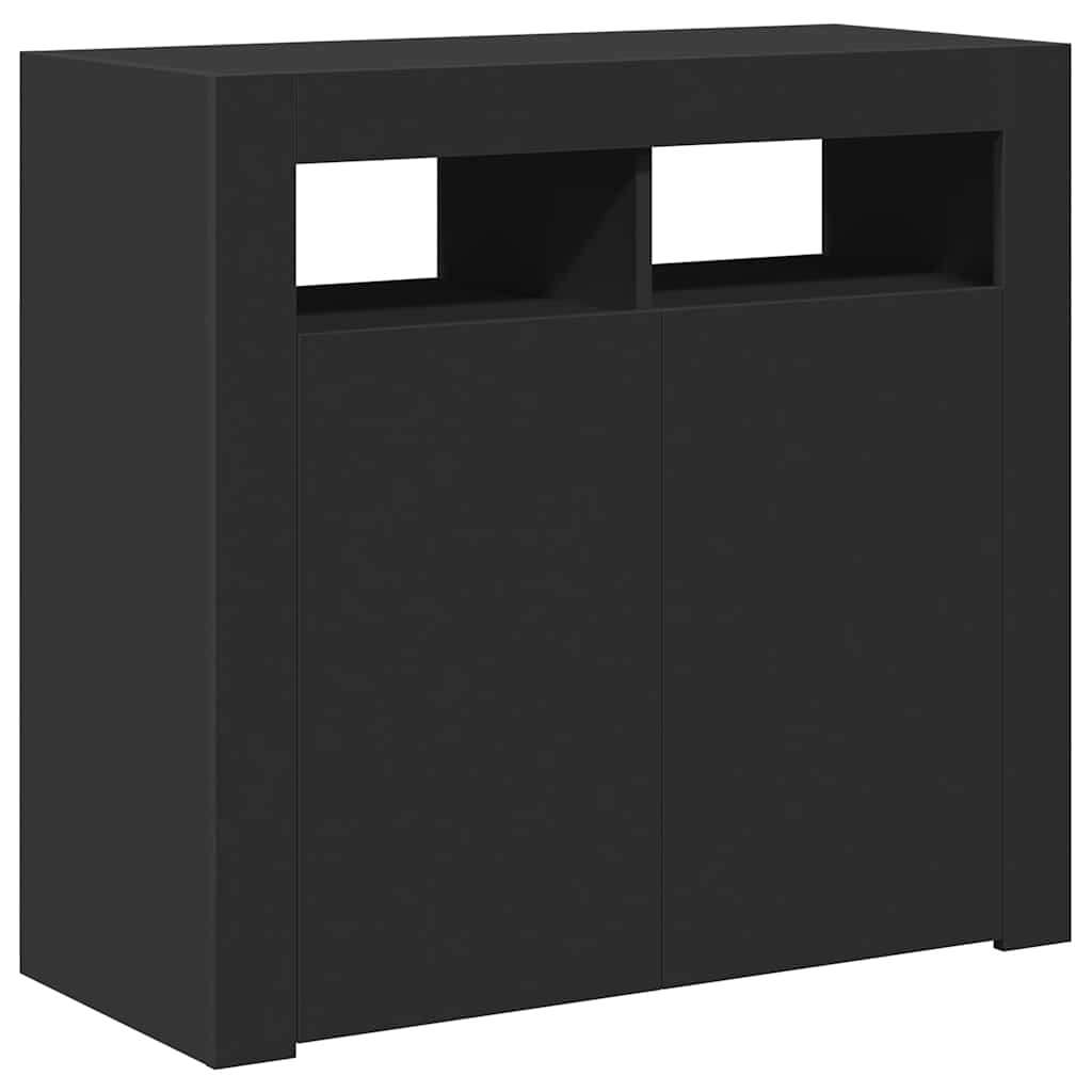 Sideboard mit LED-Leuchten Schwarz 80x35x75 cm